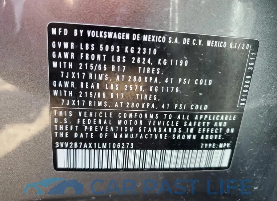 3VV2B7AX1LM106273# 13