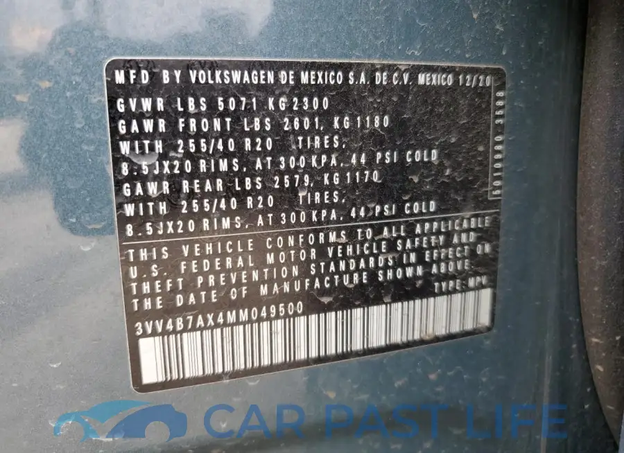 3VV4B7AX4MM049500# 12