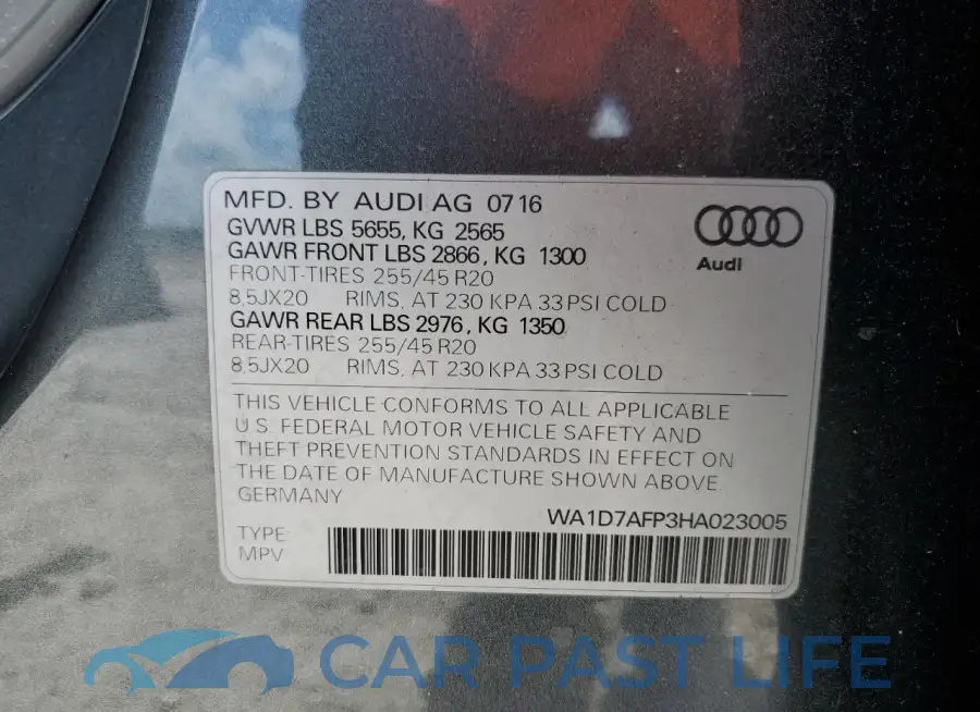 WA1D7AFP3HA023005# 14