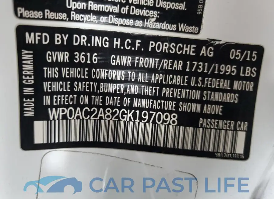 WP0AC2A82GK197098# 13