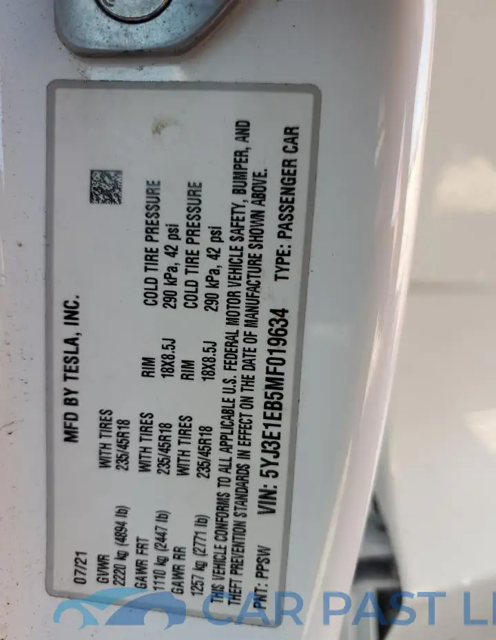 5YJ3E1EB5MF019634# 12