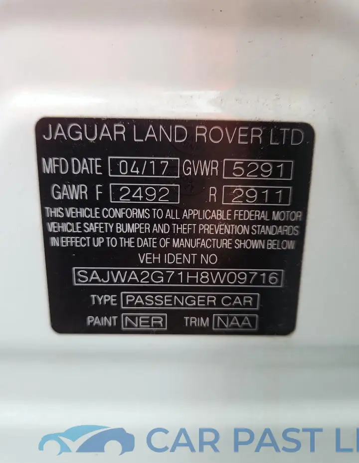 SAJWA2G71H8W09716# 12