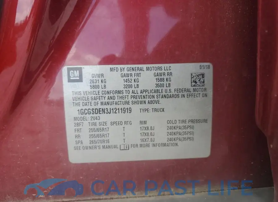 1GCGSDEN3J1211919# 12