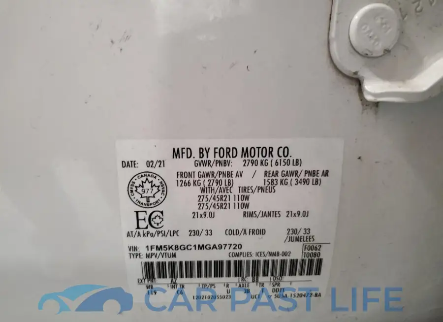 1FM5K8GC1MGA97720# 13
