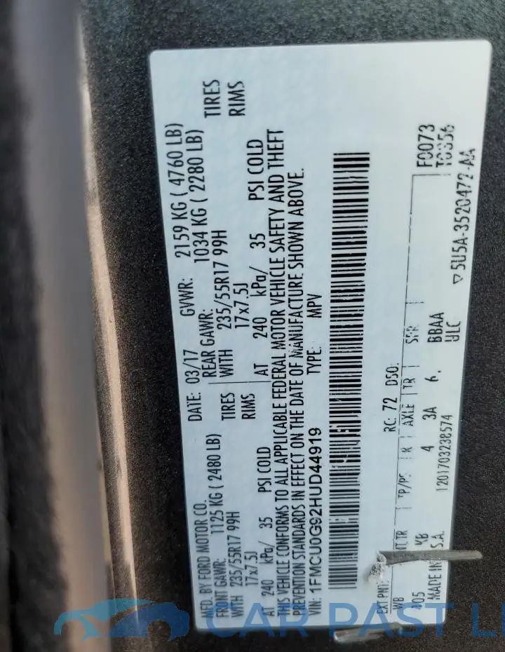 1FMCU0G92HUD44919# 13