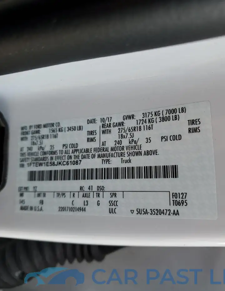 1FTEW1E58JKC61087# 12