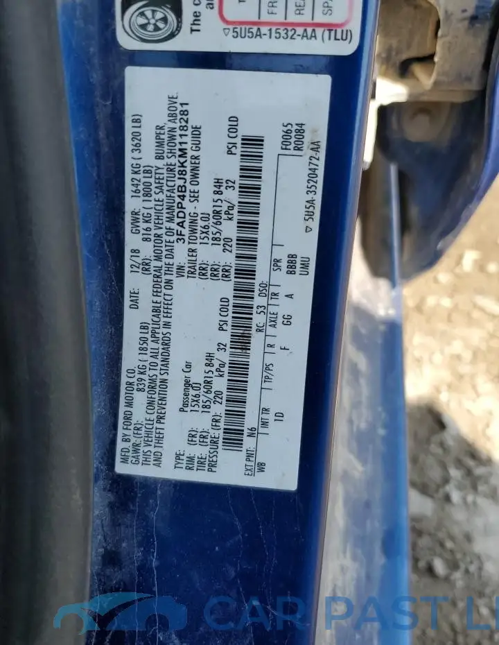 3FADP4BJ8KM118281# 12