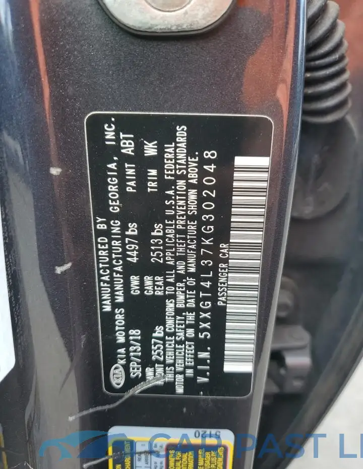 5XXGT4L37KG302048# 12