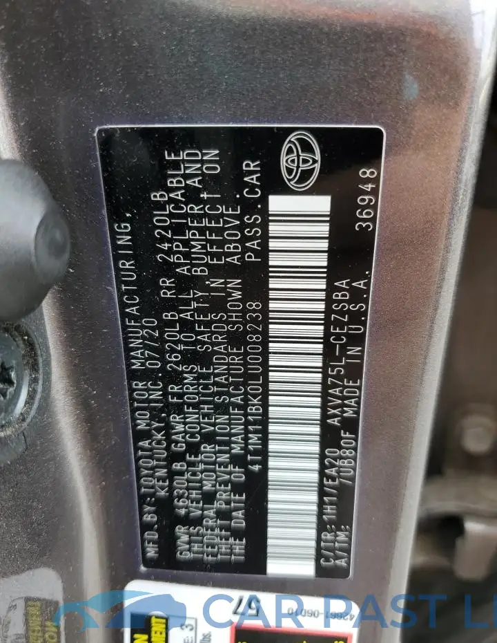 4T1M11BK0LU008238# 12