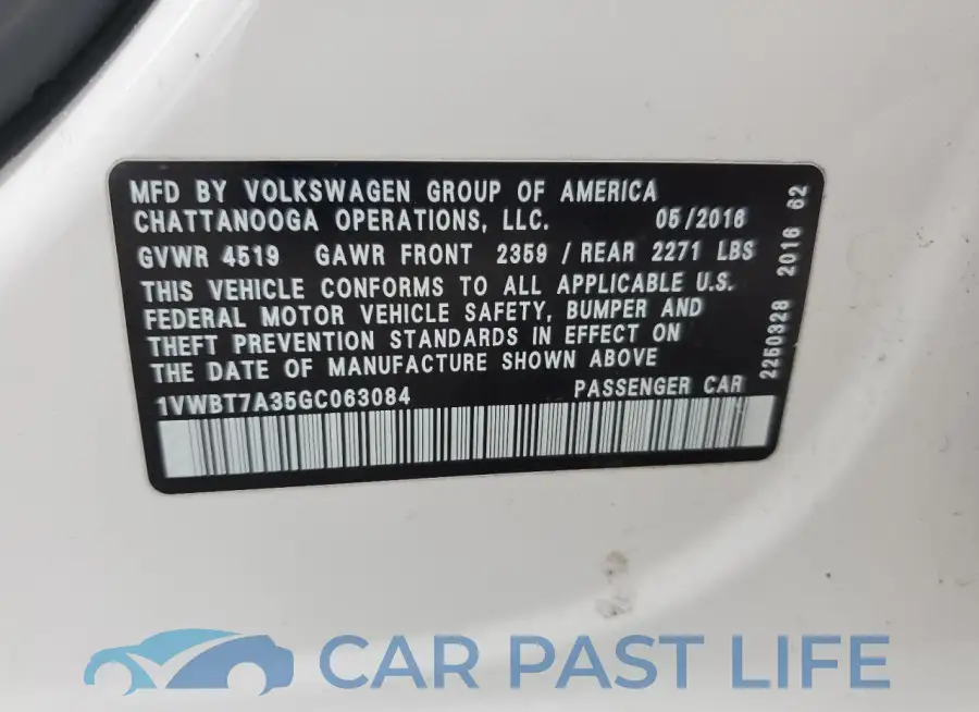 1VWBT7A35GC063084# 12