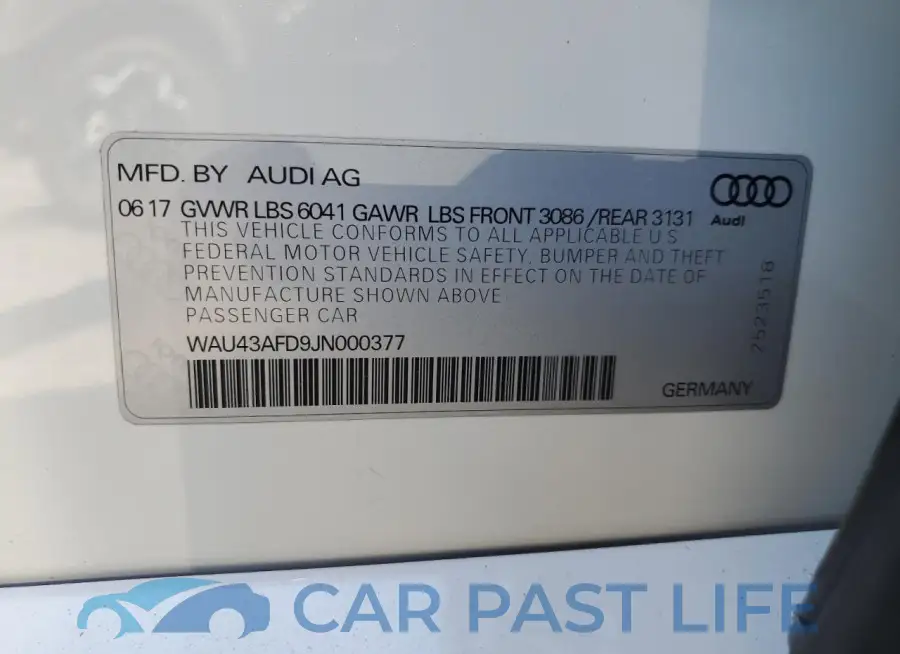 WAU43AFD9JN000377# 13