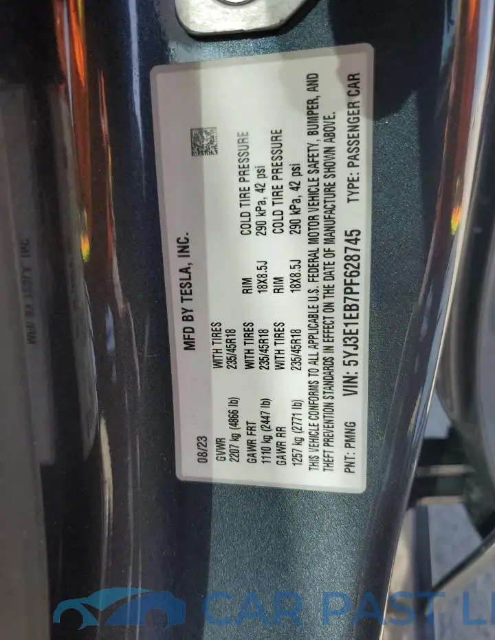 5YJ3E1EB7PF628745# 12