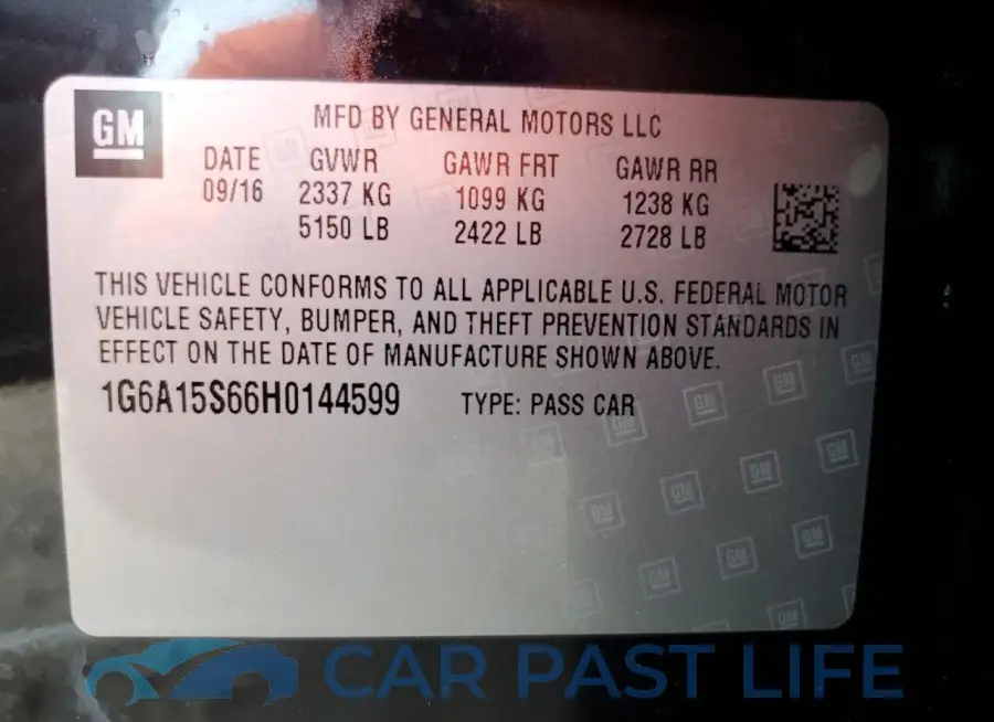 1G6A15S66H0144599# 12