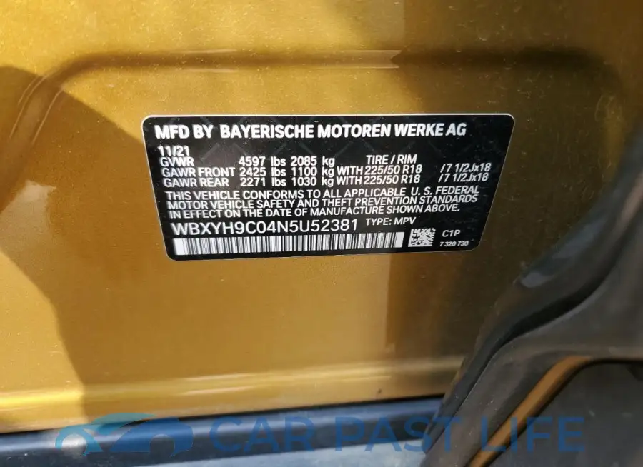 WBXYH9C04N5U52381# 12