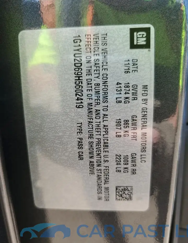1G1YU2D69H5602419# 13
