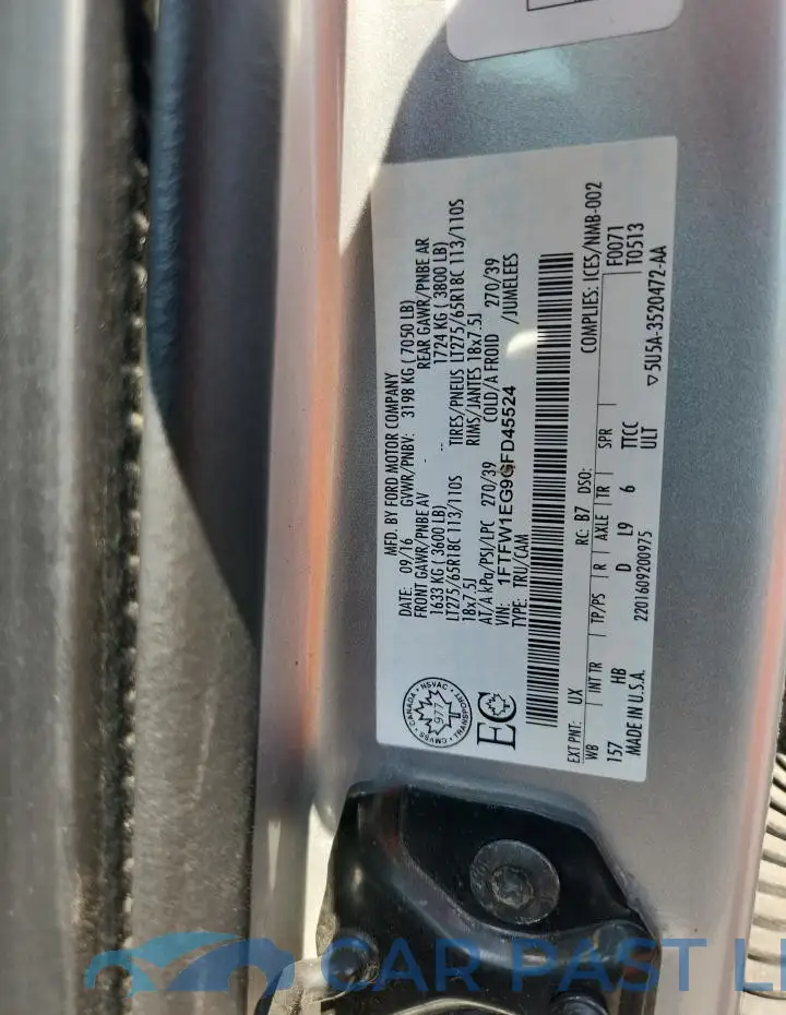 1FTFW1EG9GFD45524# 12
