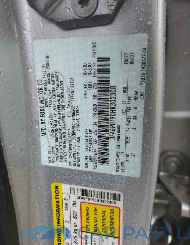 3FA6P0T90HR302308# 12