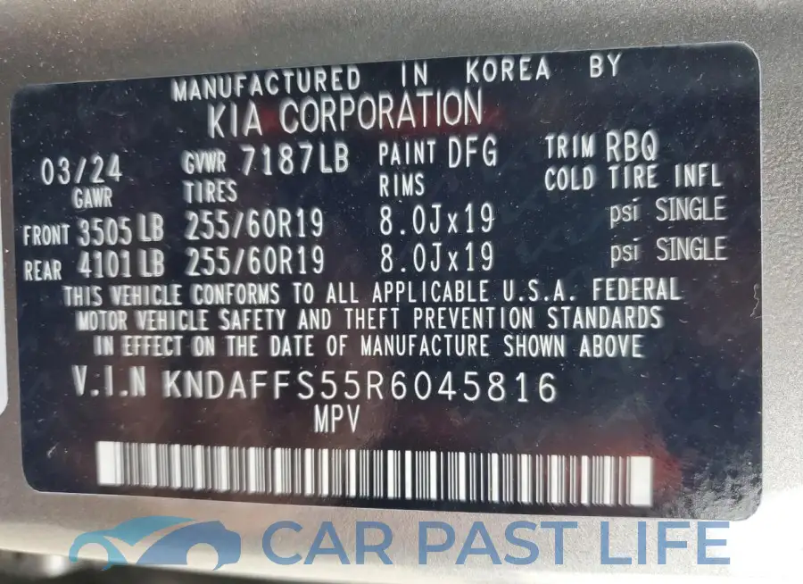 KNDAFFS55R6045816# 13
