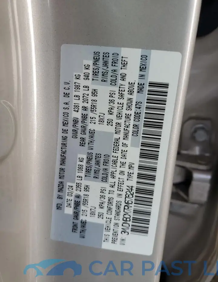 3MVDMBCM7RM676244# 12