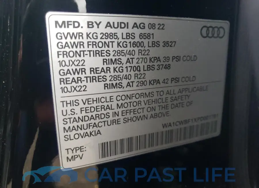 WA1CWBF1XPD001791# 12