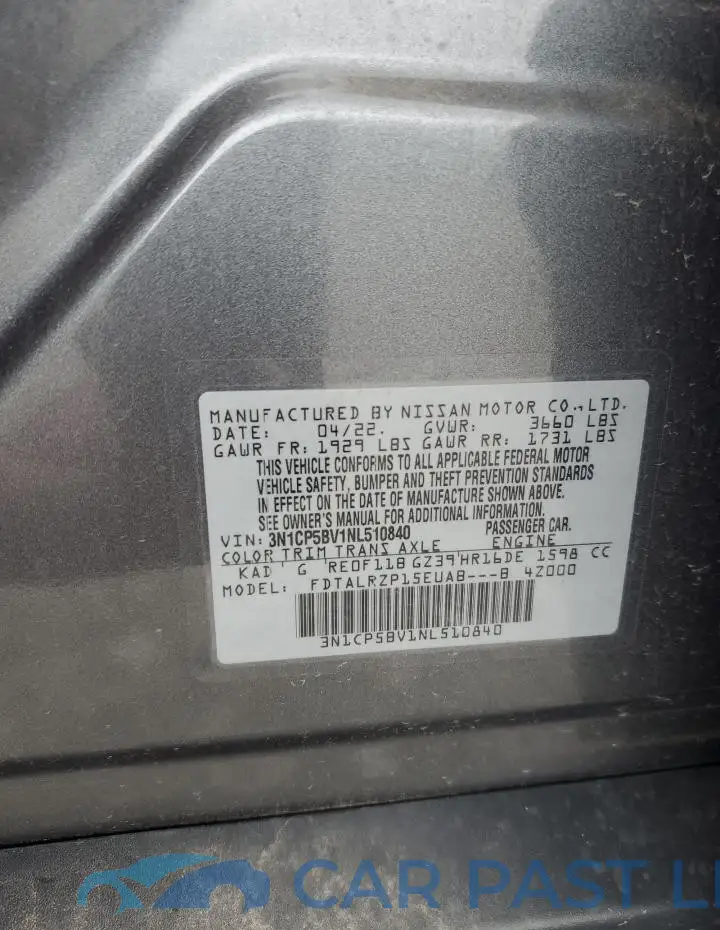 3N1CP5BV1NL510840# 12