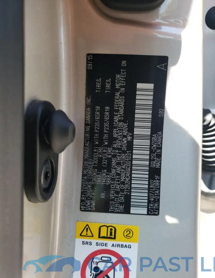 2T2BZMCA6GC001031# 13