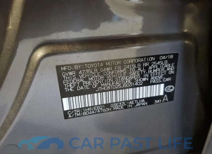 JTHC81D25J5031402# 12