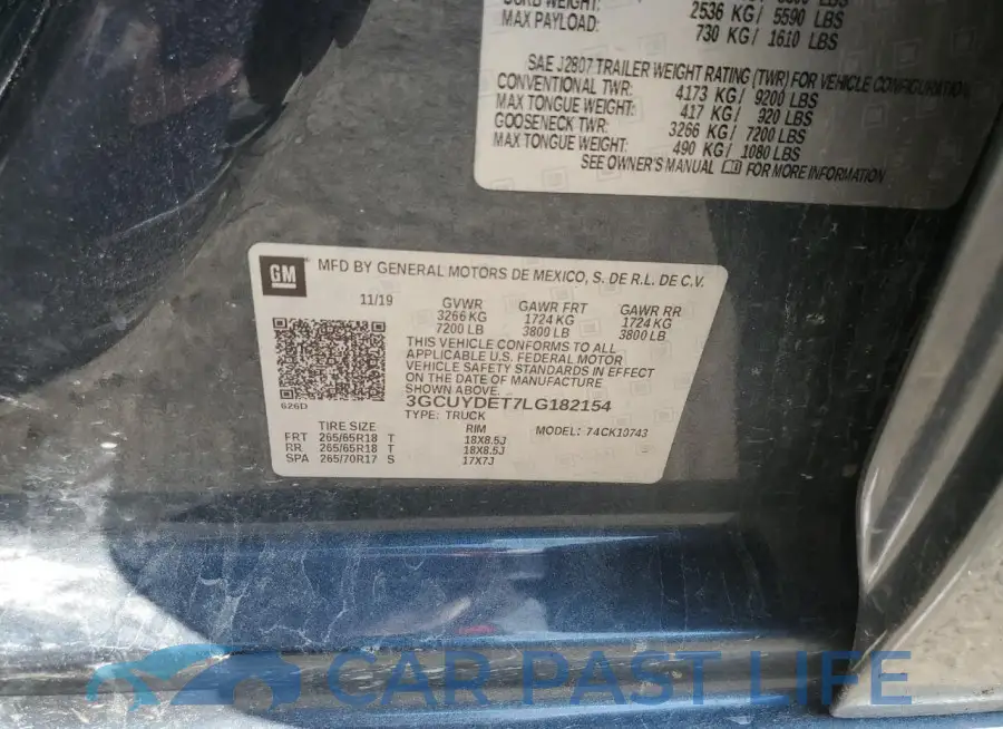 3GCUYDET7LG182154# 12