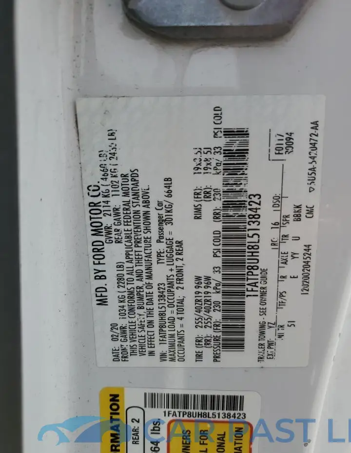 1FATP8UH8L5138423# 13
