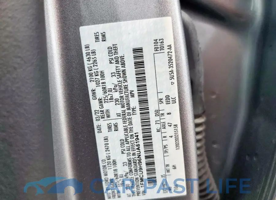 1FMCU9H96NUA61941# 13