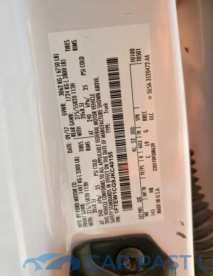 1FTEW1CG9JKC40155# 12