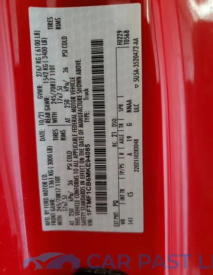 1FTMF1CB6MKE94085# 13