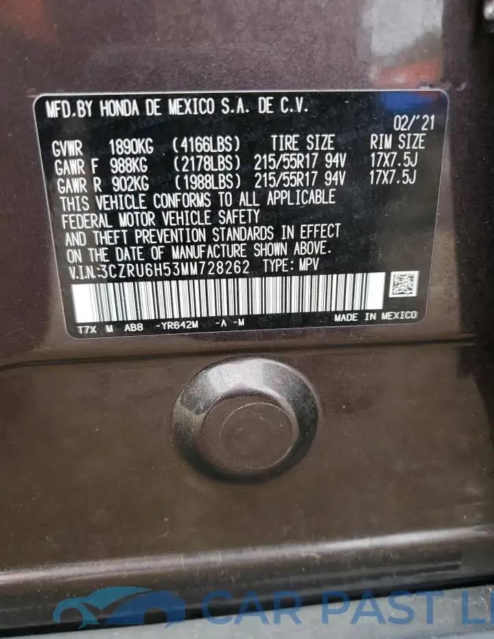 3CZRU6H53MM728262# 13