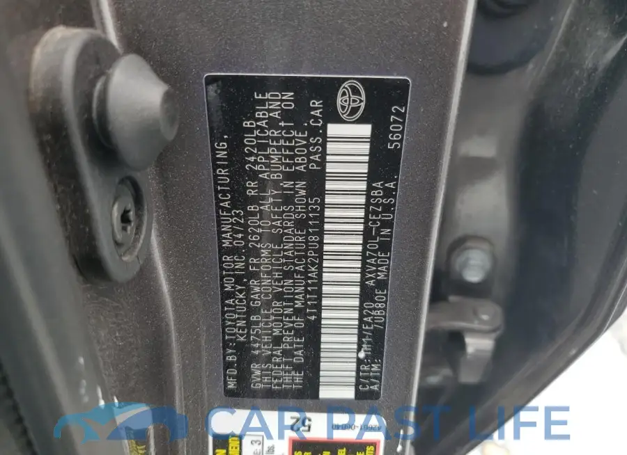 4T1T11AK2PU811135# 12