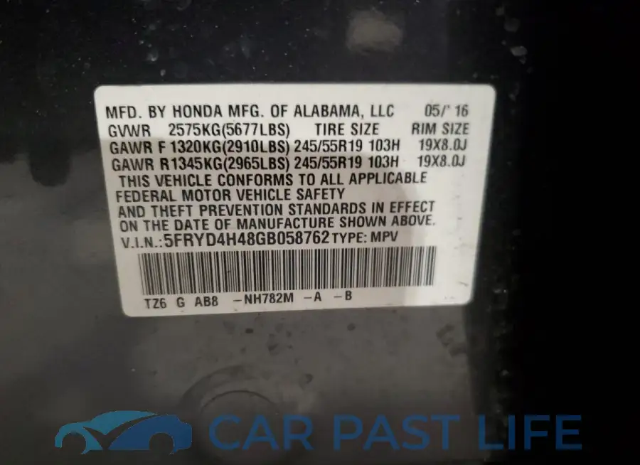 5FRYD4H48GB058762# 13