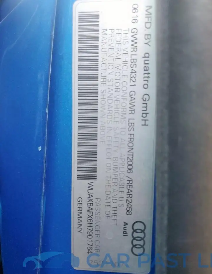 WUAKBAFX6H7901764# 12