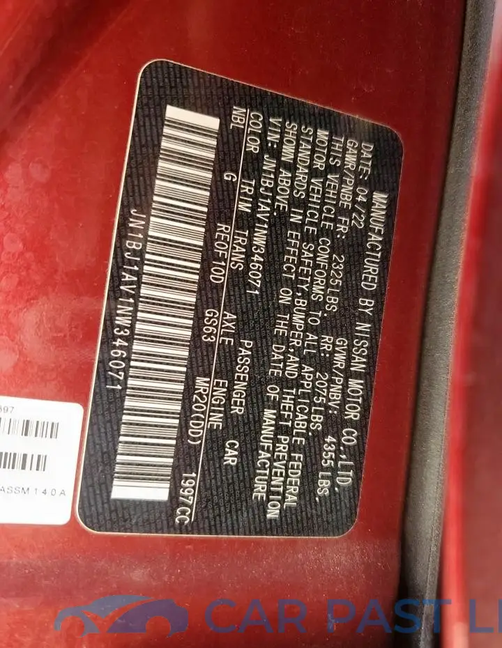 JN1BJ1AV1NW346071# 13