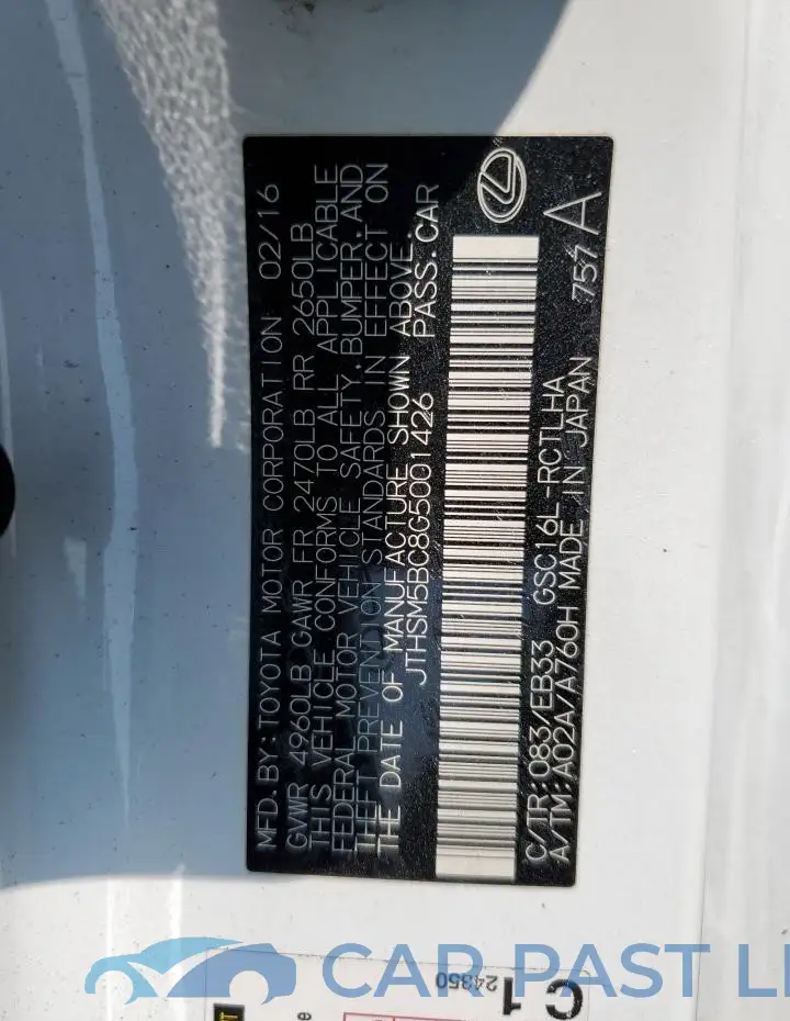 JTHSM5BC8G5001426# 12