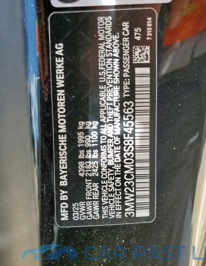 3MW23CM03S8F45563# 12