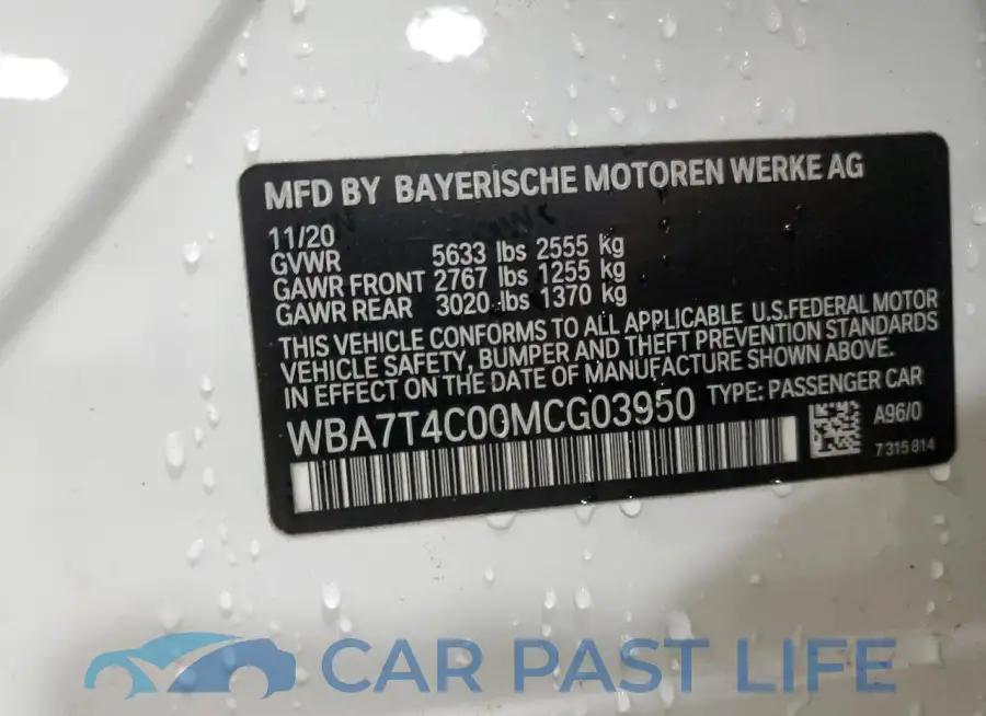 WBA7T4C00MCG03950# 12