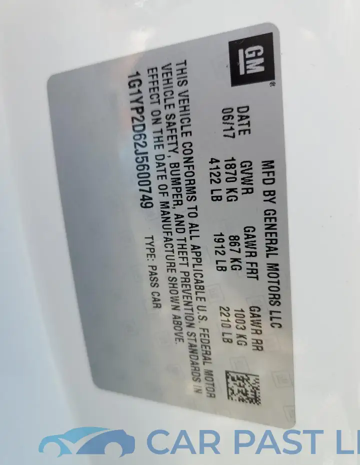 1G1YP2D62J5600749# 12