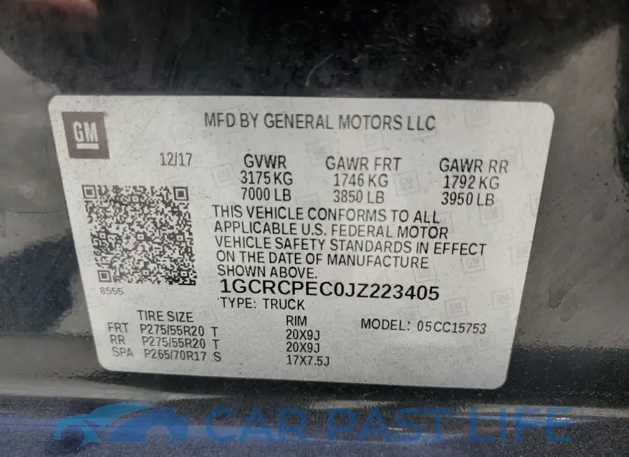 1GCRCPEC0JZ223405# 12