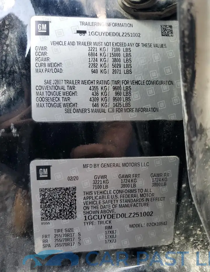 1GCUYDED0LZ251002# 12