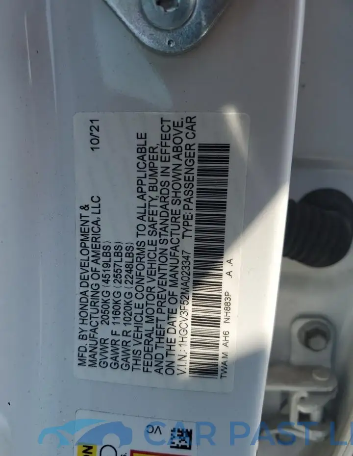1HGCV3F52MA023347# 12