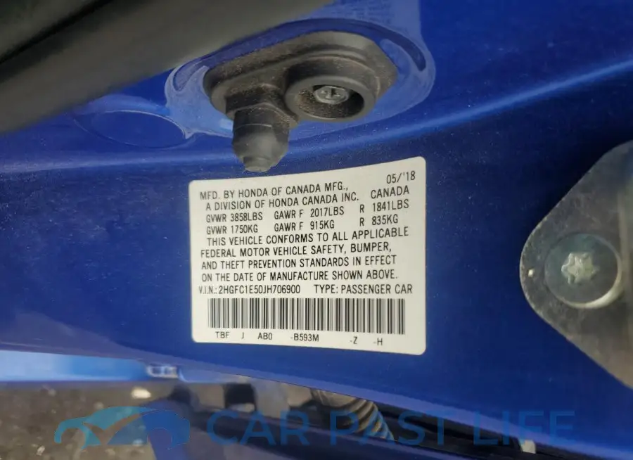 2HGFC1E50JH706900# 12