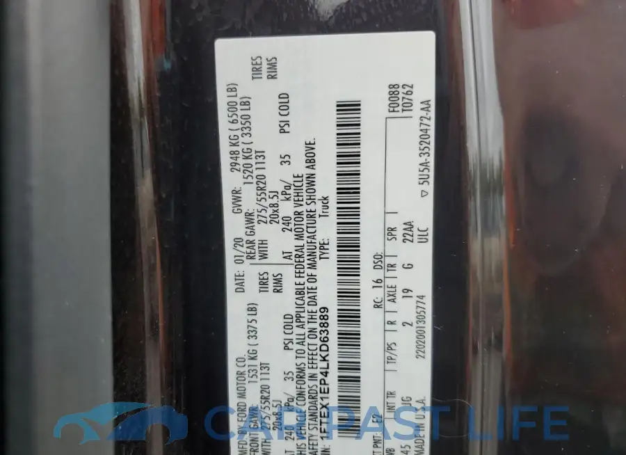1FTEX1EP4LKD63889# 12