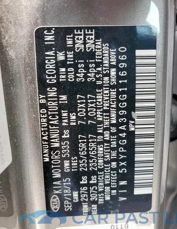 5XYPG4A39GG116960# 13