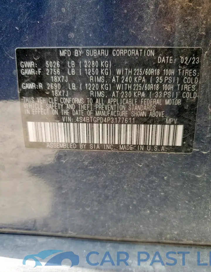 4S4BTGPD4P3177611# 13