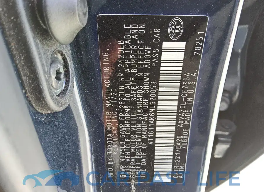 4T1G11AK6MU520053# 12