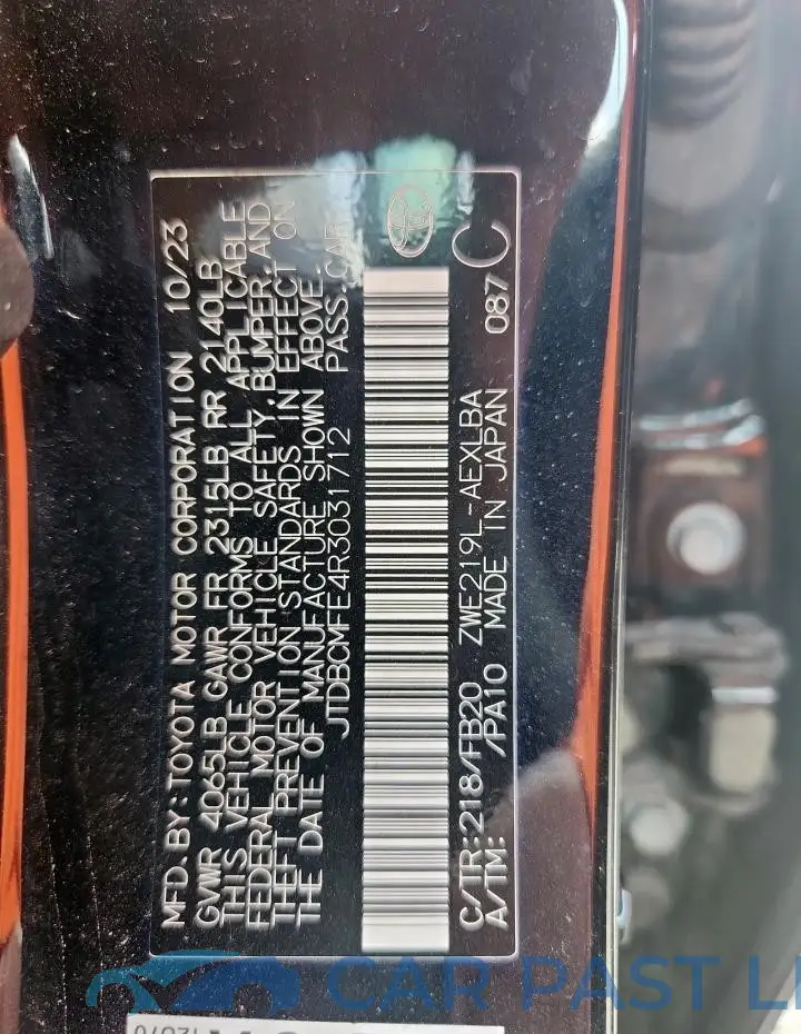JTDBCMFE4R3031712# 12